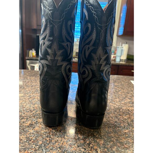 Dan Post Black Leather Cowboy Boots Size 8 1/2EW - Picture 5 of 8
